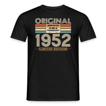 Cadeau d’anniversaire vintage 1952 - 71-72 ans - T-shirt homme - noir - Devant - AI Model Male 178 light (178cm)