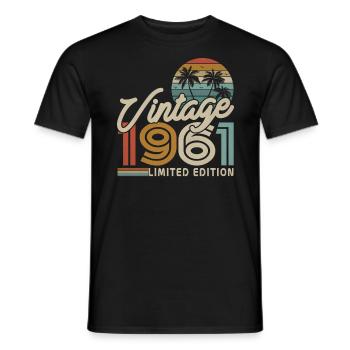 Vintage 1961 Cadeau d’anniversaire - T-shirt homme - noir - Devant - AI Model Male 178 light (178cm)