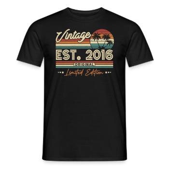 Vintage Birthday Gift 2016 7/8 years - Men's T-Shirt - black - Front - AI Model Male 178 light (178cm)