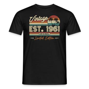 Vintage Birthday Gift 1961 62/63 years - Men's T-Shirt - black - Front - AI Model Male 178 light (178cm)