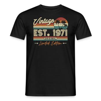 Cadeau d’anniversaire vintage 1971 - T-shirt homme - noir - Devant - AI Model Male 178 light (178cm)