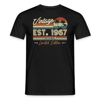 Cadeau d’anniversaire nostalgique 1967 - T-shirt homme - noir - Devant - AI Model Male 178 light (178cm)
