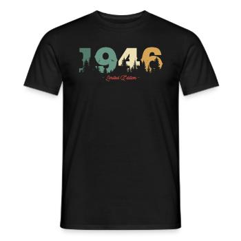 Cadeau Nature Vintage 1946 77 ans - T-shirt homme - noir - Devant - AI Model Male 178 light (178cm)