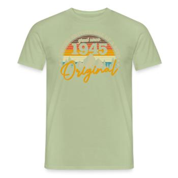 Retro Geburtstagsgeschenk 78/79 Jahre - Männer T-Shirt - Sage - Vorne - AI Model Male 178 light (178cm)