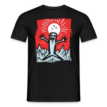Japanische Rote Sonne glückliches Strichmännchen - Männer T-Shirt - Schwarz - Vorne - AI Model Male 178 light (178cm)