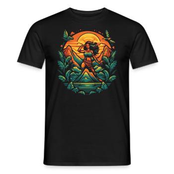 Tiki Island Hula Girl - T-shirt homme - noir - Devant - AI Model Male 178 light (178cm)