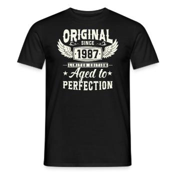 Millésime 1987 Cadeau d’anniversaire - T-shirt homme - noir - Devant - AI Model Male 178 light (178cm)