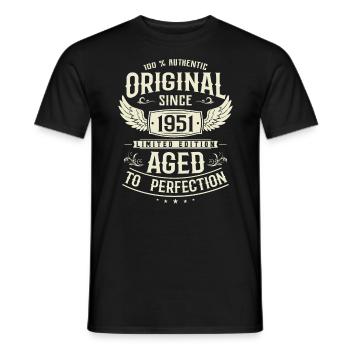 Birthday present born in 1951 72 years - Men's T-Shirt - black - Front - AI Model Male 178 light (178cm)