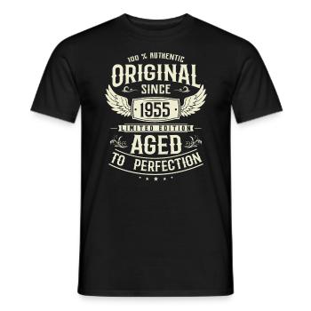 Cadeau d’anniversaire: Millésime 1955 - 68 ans - T-shirt homme - noir - Devant - AI Model Male 178 light (178cm)