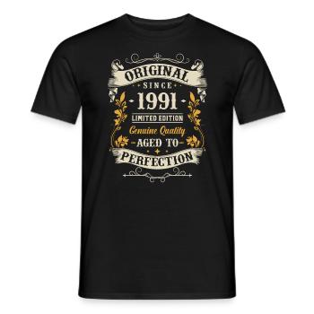 Vintage 1991 Cadeau d’anniversaire - T-shirt homme - noir - Devant - AI Model Male 178 light (178cm)