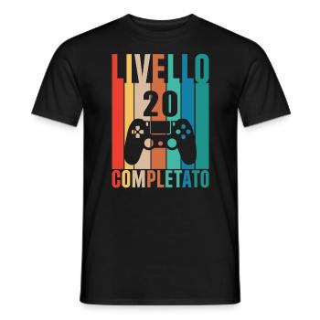 Level 20: Retro Birthday - Men's T-Shirt - black - Front - AI Model Male 178 light (178cm)