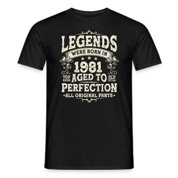 Legendary Birthday Gift Idea '81 - Men's T-Shirt - black - Front - AI Model Male 178 light (178cm)