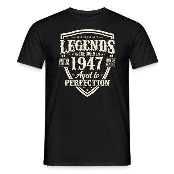 Legendary 1947 Birthday Present - Men's T-Shirt - black - Front - AI Model Male 178 light (178cm)