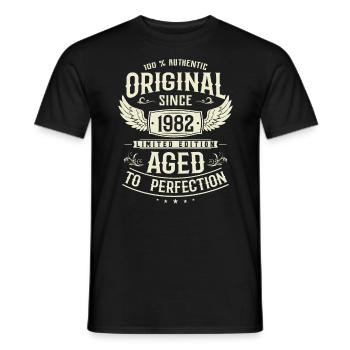 Authentic Vintage Birthday Gift 1982 - Men's T-Shirt - black - Front - AI Model Male 178 light (178cm)