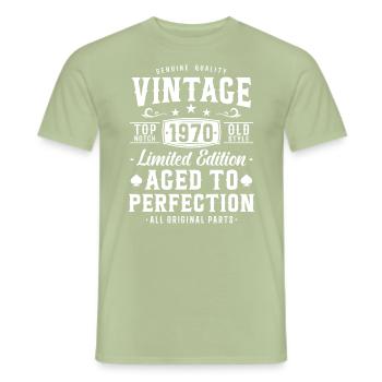 Retro 1970s Birthday Gift - Men's T-Shirt - sage - Front - AI Model Male 178 light (178cm)