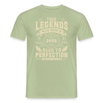 Cadeau d’anniversaire légendaire millésime des années 2000 - T-shirt homme - vert sauge - Devant - AI Model Male 178 light (178cm)