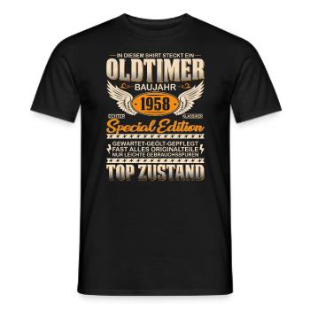 Kultiges Geburtstagsgeschenk '58 - Männer T-Shirt - Schwarz - Vorne - AI Model Male 178 light (178cm)