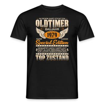 Kultiges Geburtstagsgeschenk '79 - Männer T-Shirt - Schwarz - Vorne - AI Model Male 178 light (178cm)