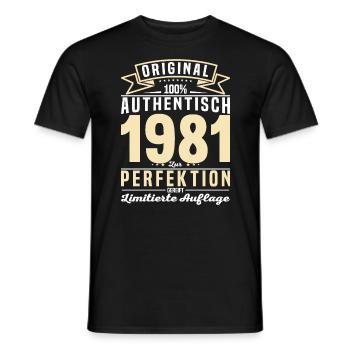 Authentisches Geschenk 1981 - Männer T-Shirt - Schwarz - Vorne - AI Model Male 178 light (178cm)
