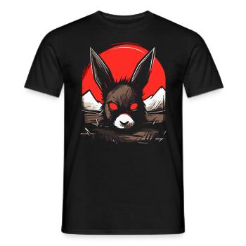 Japan, the red sun and a rabbit - Men's T-Shirt - black - Front - AI Model Male 178 light (178cm)