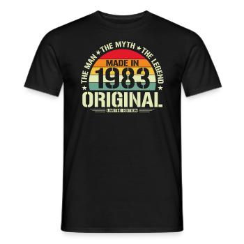 Legendary Man of '83 - Men's T-Shirt - black - Front - AI Model Male 178 light (178cm)