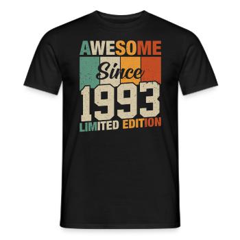 Millésime depuis 1993 : 30/31 ans - T-shirt homme - noir - Devant - AI Model Male 178 light (178cm)