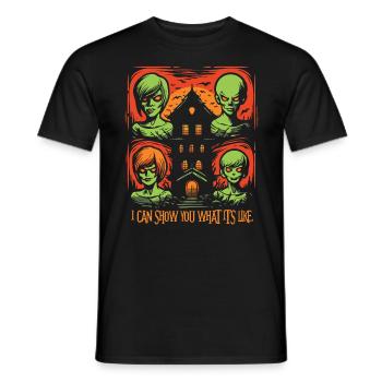 La maison hantée d’Halloween d’horreur - T-shirt homme - noir - Devant - AI Model Male 178 light (178cm)