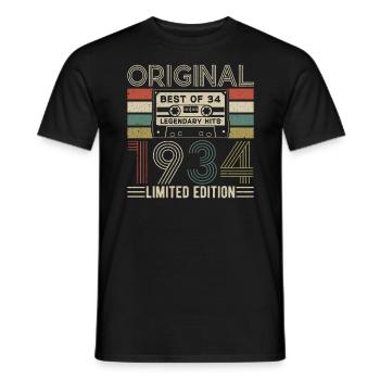1934 - chemise d’anniversaire Vintage - T-shirt homme - noir - Devant - AI Model Male 178 light (178cm)