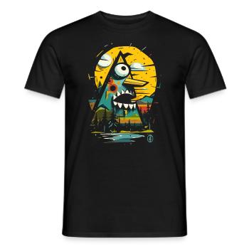 Camping abstrait et nature - T-shirt homme - noir - Devant - AI Model Male 178 light (178cm)