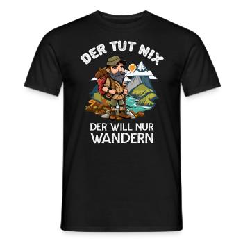 Der tut Nix er will nur Wandern Wanderer Sprüche - Männer T-Shirt - Schwarz - Vorne - AI Model Male 178 light (178cm)