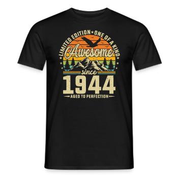 1944: Vintage 80th Birthday - Men's T-Shirt - black - Front - AI Model Male 178 light (178cm)