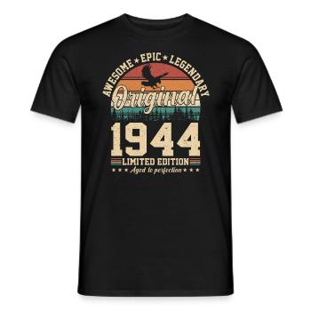 Chemise d’anniversaire 1944 - T-shirt homme - noir - Devant - AI Model Male 178 light (178cm)