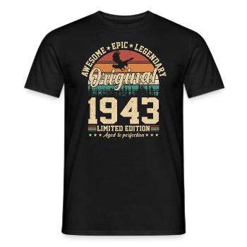 1943 Birthday - Men's T-Shirt - black - Front - AI Model Male 178 light (178cm)