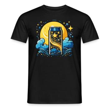 The coolest tin with stars and clouds - Men's T-Shirt - black - Front - AI Model Male 178 light (178cm)
