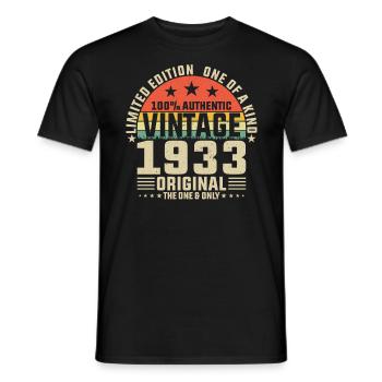 1933 - 90e cadeau d’anniversaire - T-shirt homme - noir - Devant - AI Model Male 178 light (178cm)