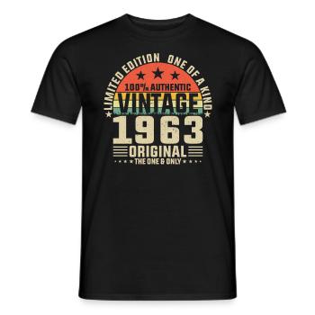 1963 - Legends turn 60 - Men's T-Shirt - black - Front - AI Model Male 178 light (178cm)