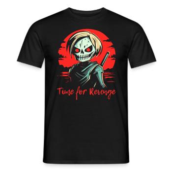 Anime Manga Cartoon: Samurai - Time for Revenge - Men's T-Shirt - black - Front - AI Model Male 178 light (178cm)