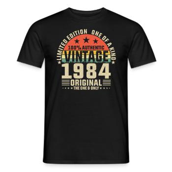 1984 Birthday - Men's T-Shirt - black - Front - AI Model Male 178 light (178cm)