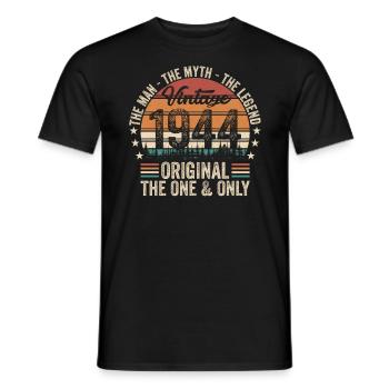 1944 Vintage 80th Birthday - Men's T-Shirt - black - Front - AI Model Male 178 light (178cm)
