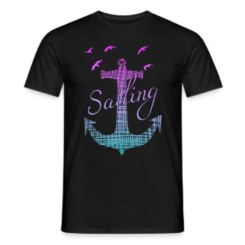 Anker Skipper Kapitän Segeln - Männer T-Shirt - Schwarz - Vorne - AI Model Male 178 light (178cm)