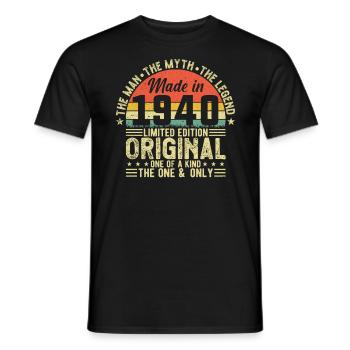1940: Vintage 84th Birthday - Men's T-Shirt - black - Front - AI Model Male 178 light (178cm)