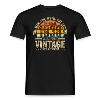 86e anniversaire 1938 chemise rétro - T-shirt homme - noir - Devant - AI Model Male 178 light (178cm)