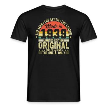 Vintage 1939 - Zeitlose Eleganz zum 85. Geburtstag - Männer T-Shirt - Schwarz - Vorne - AI Model Male 178 light (178cm)