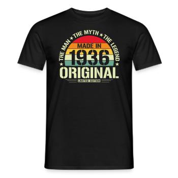 Millésime 1936 Anniversaire - T-shirt homme - noir - Devant - AI Model Male 178 light (178cm)