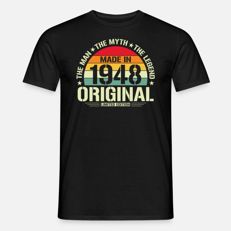 76e anniversaire Millésime 1948 - T-shirt homme - noir