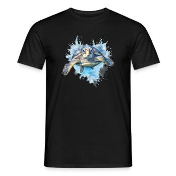 Tortue bleue - T-shirt homme - noir - Devant - AI Model Male 178 light (178cm)