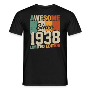 "1938 Birthday Shirt - Retro Style for 86 Years - Men's T-Shirt - black - Front - AI Model Male 178 light (178cm)