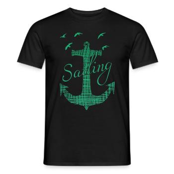 Sailing Captain Kapitän Anker Segeln - Männer T-Shirt - Schwarz - Vorne - AI Model Male 178 light (178cm)