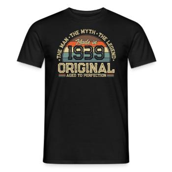 1939: Vintage Legende zum 85. Geburtstag - Männer T-Shirt - Schwarz - Vorne - AI Model Male 178 light (178cm)