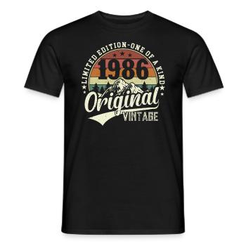Chemise d’anniversaire légendaire de 1986 - T-shirt homme - noir - Devant - AI Model Male 178 light (178cm)